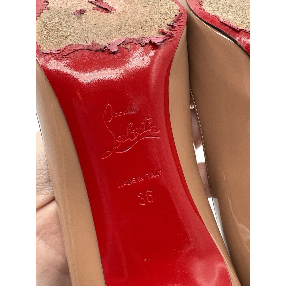 Christian Louboutin Kate 70 Nude Patent Leather Pointed Toe Stiletto Heels EU 36 - Picture 13 of 15